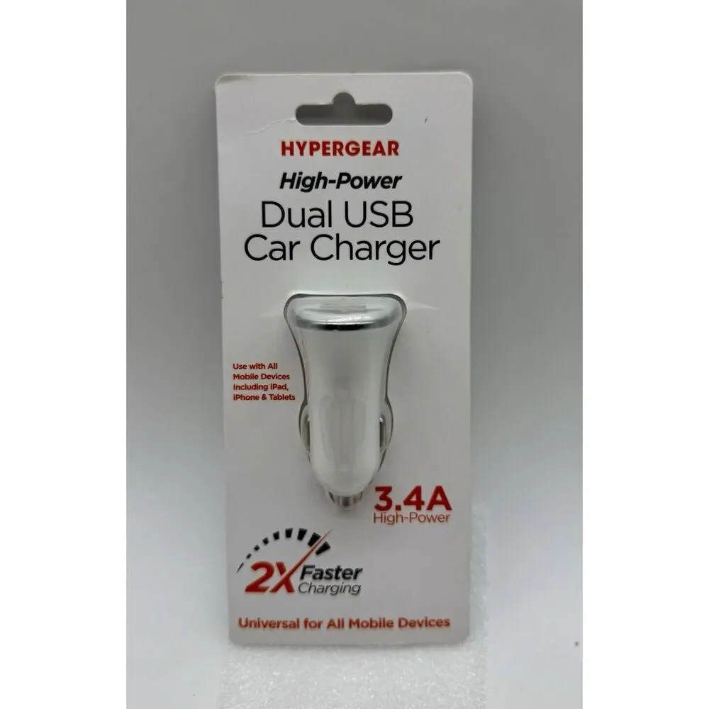 HyperGear 3.4A High-Power Dual USB Car Charger Smart Chip Tech New
